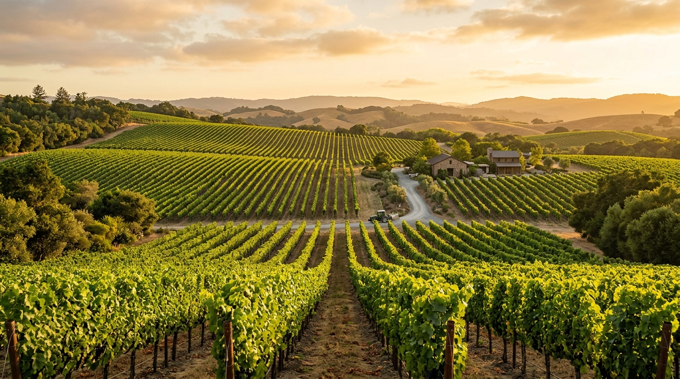 Vignoble au coucher de soleil